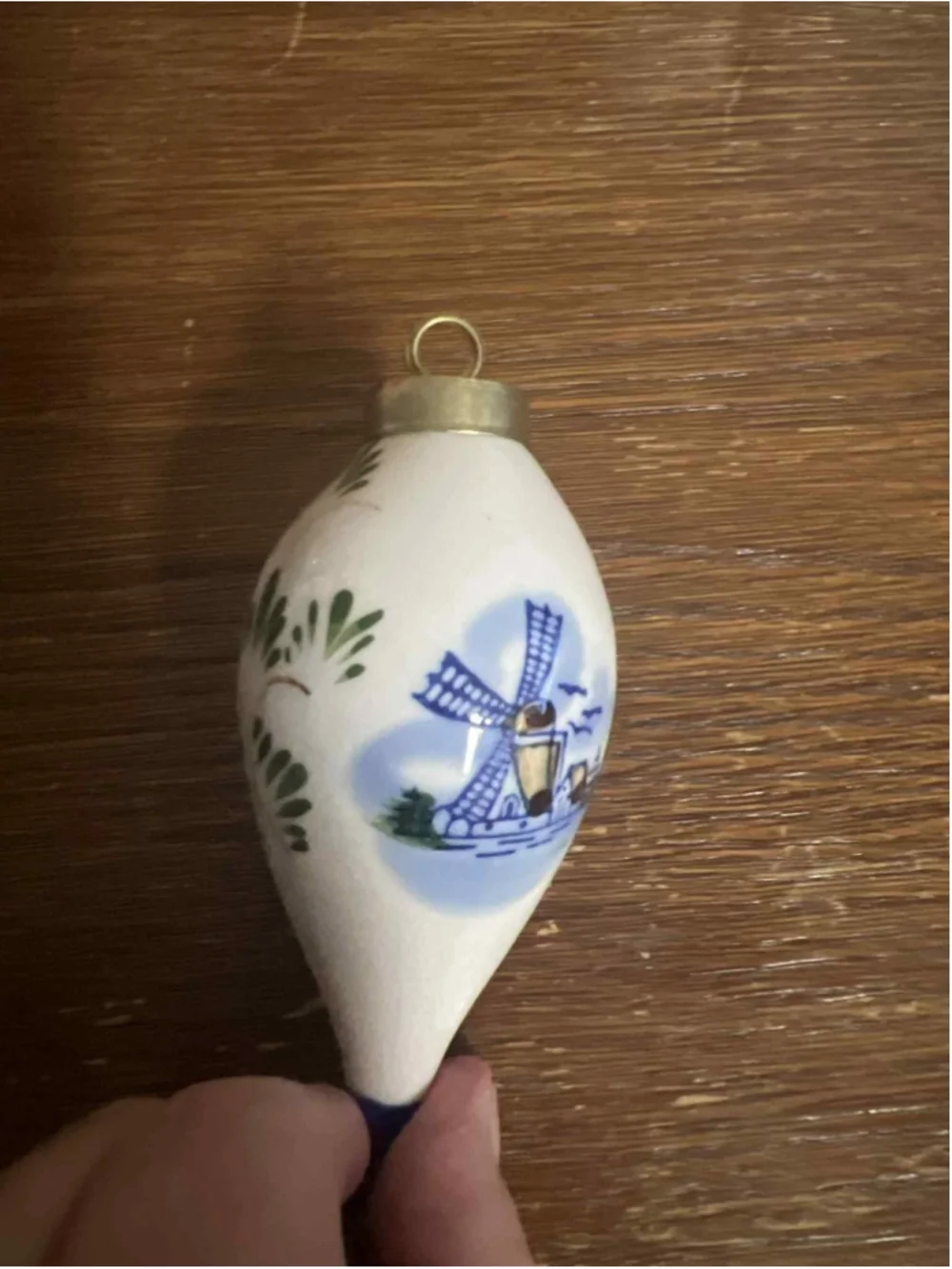 Delft Blue Christmas Ornament Hand Painted Dutch Windmill Numbered Ceramic 01917